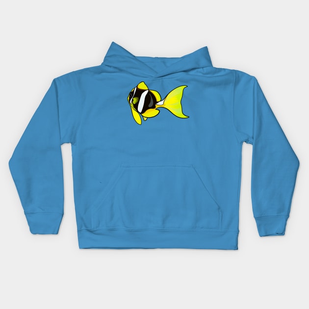 Yellowtail Clownfish Kids Hoodie by Inklings of Grace